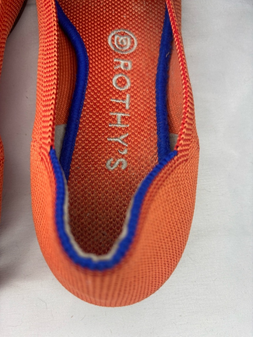 Rothy's The Point Ballet Flats- Permission Orange with Blue Trim- Retired & Rare - Picture 5 of 12